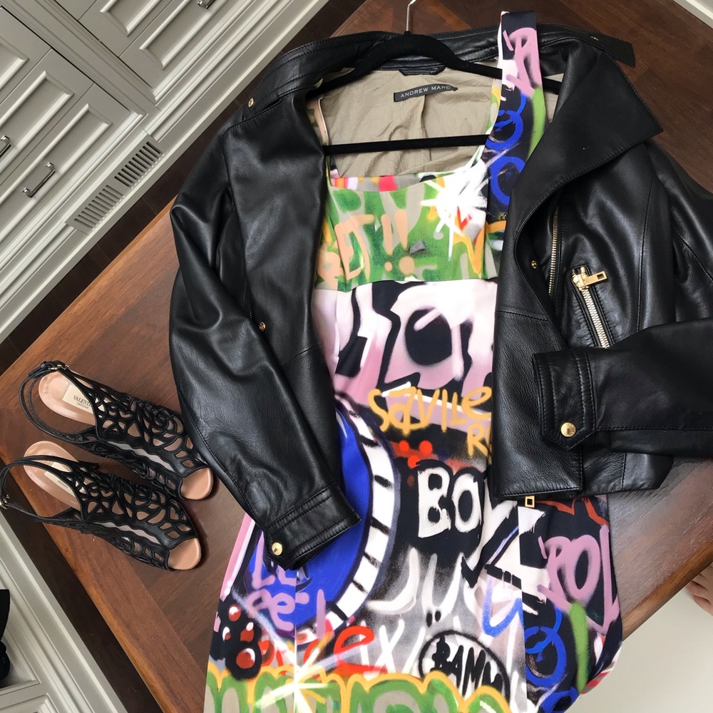 Moschino Graffiti-Print Stretch Satin Dress